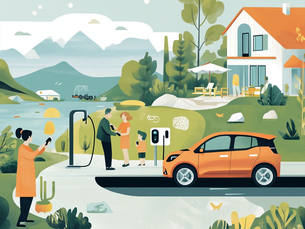 Illustration debunking common myths about electric vehicles