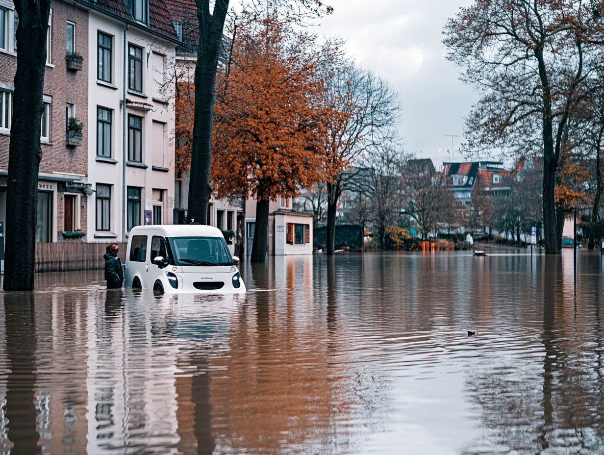 Diagram showing potential risks and damage to EVs during flooding