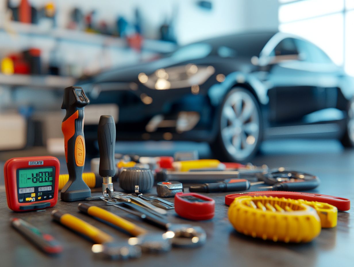 An infographic displaying essential tools for EV maintenance.