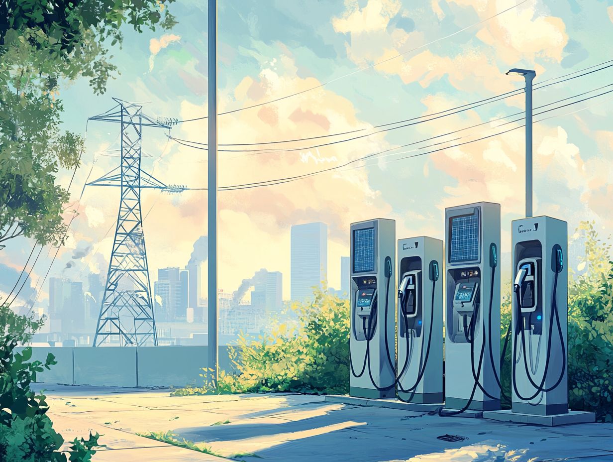 A diagram showing the implementation of smart charging technologies to enhance grid management and energy efficiency.