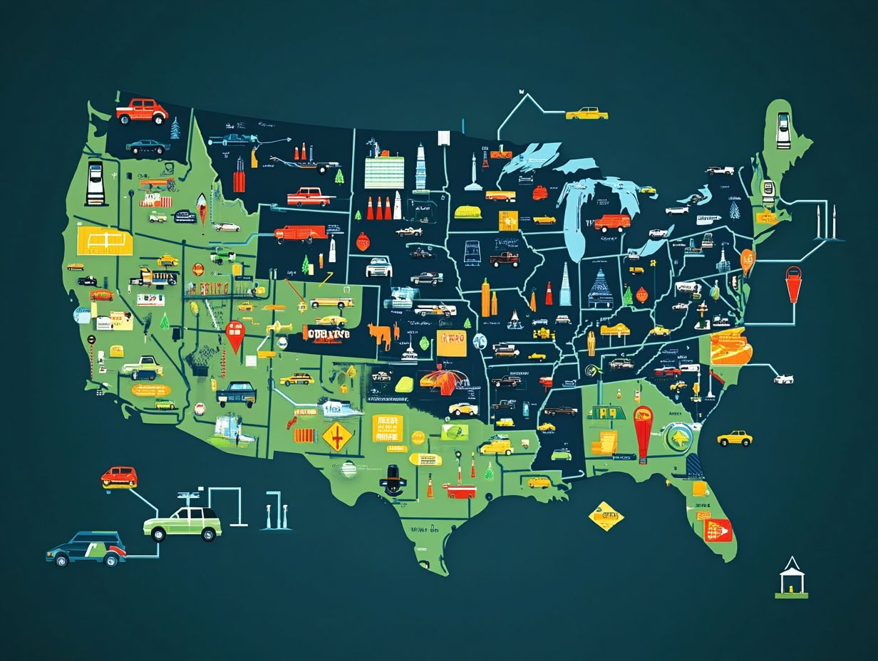 Illustration of electric vehicle incentive programs across different states.