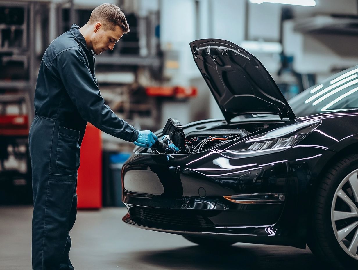 A technician performing regular check-ups on an electric vehicle.