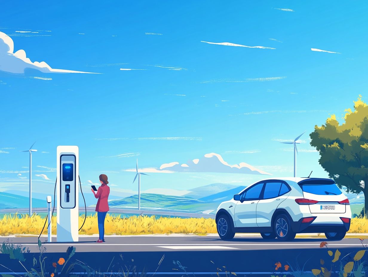 Illustration showing various methods to find charging stations for electric vehicles