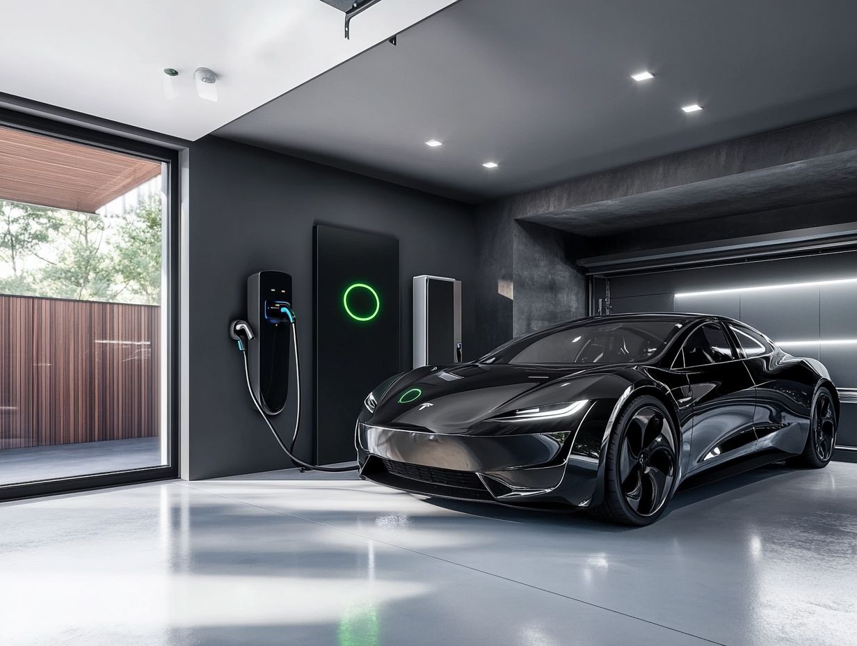 Illustration showing different types of home EV charging solutions: Level 1, Level 2, and DC Fast Charging.