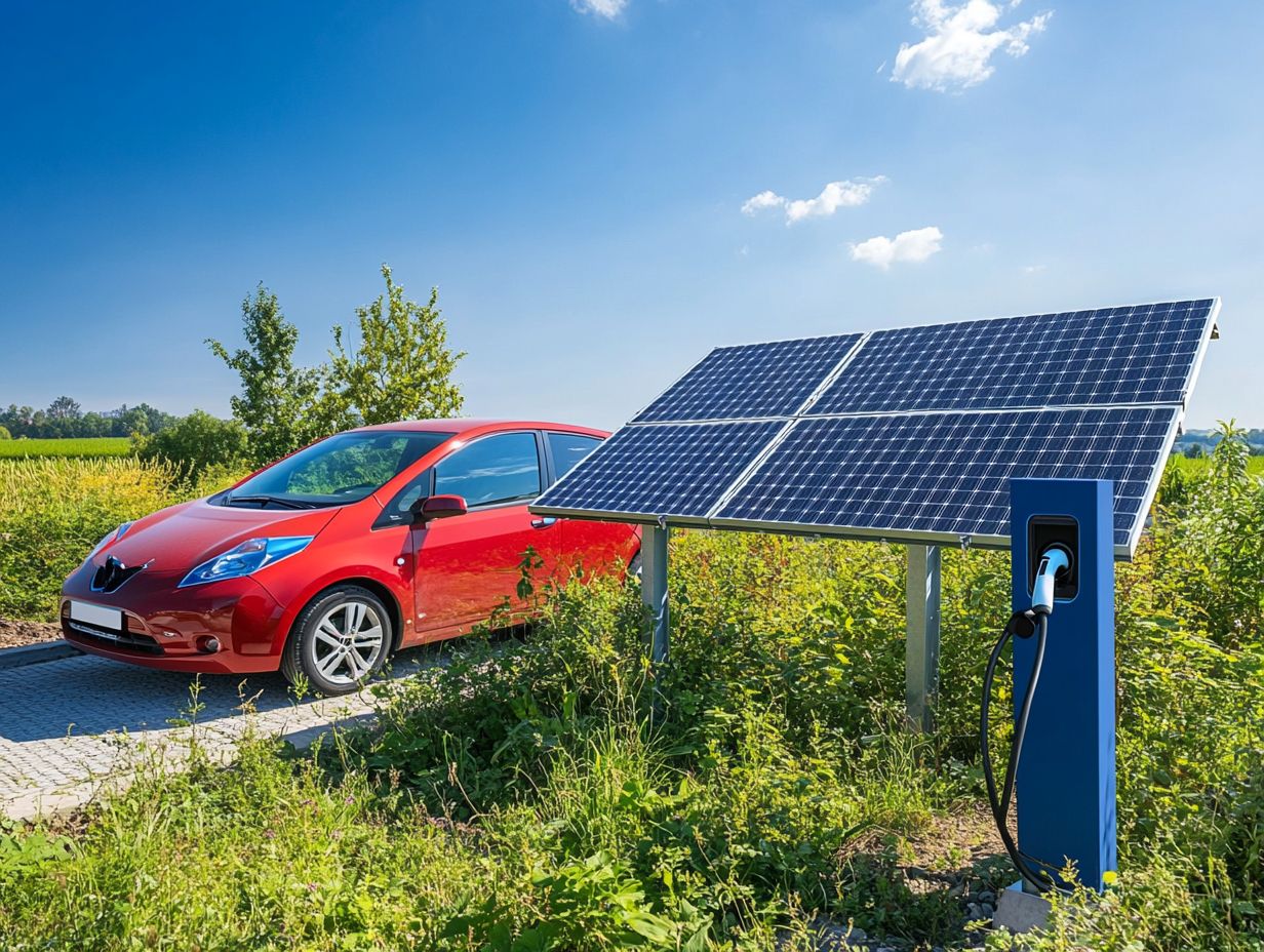 Infographic on the benefits of solar power for electric vehicle charging.