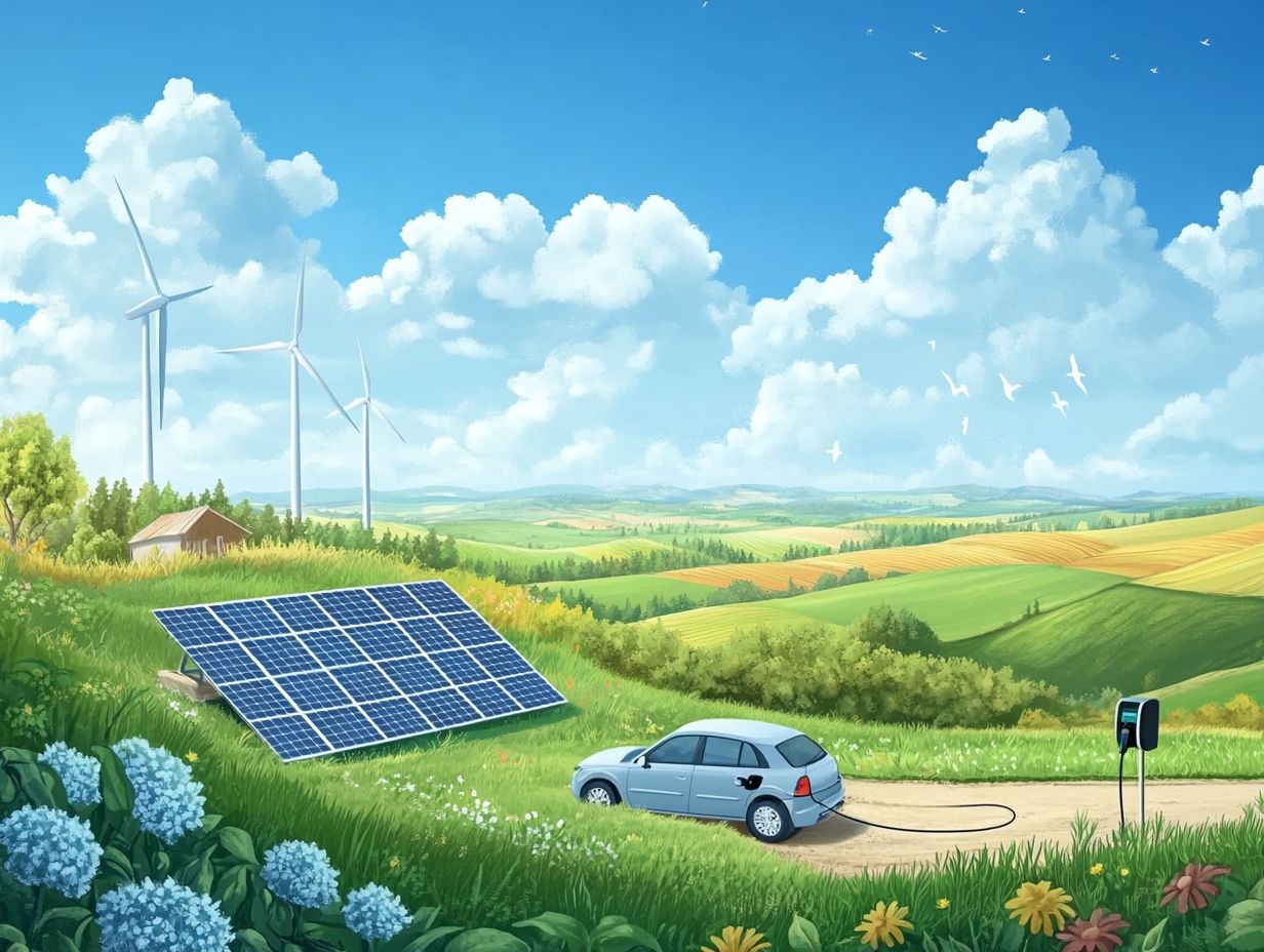 An infographic illustrating frequently asked questions about renewable energy and EVs.